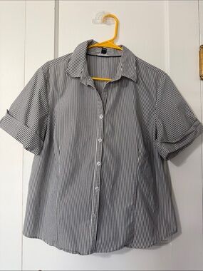 George Black & White Striped Collared Shirt
